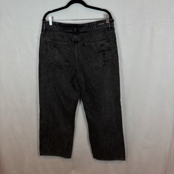 Express Women's Faded Black 90's Ankle Boot Mid Rise Jeans Sz 12R NWT Distressed - Picture 9 of 13